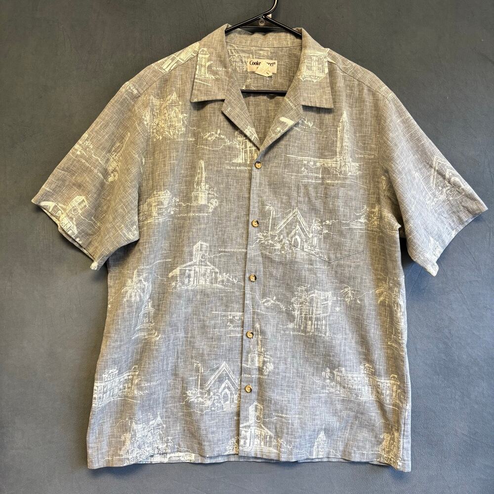 Cooke Street Honolulu Hawaiian Shirt Men’s USA Made Landmark Scenic Aloha Shirt